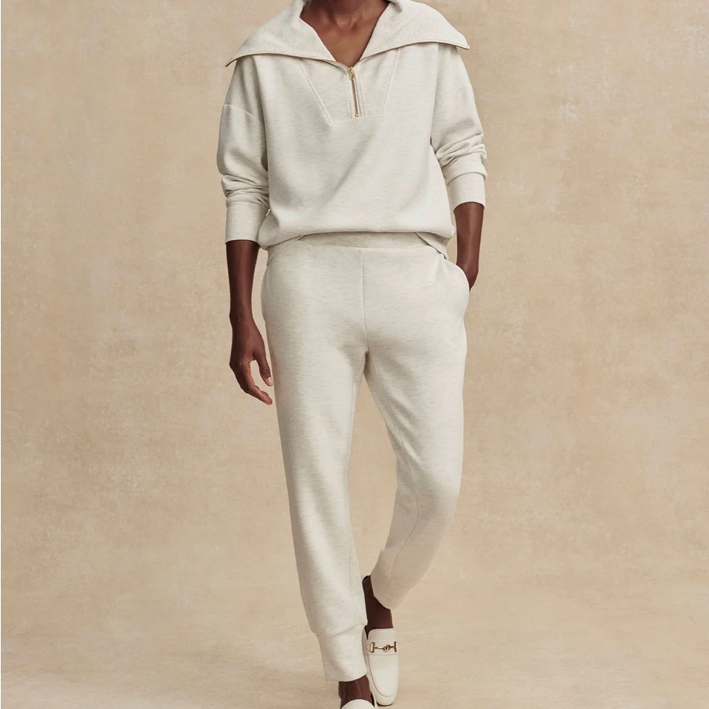 Varley The Slim Cuff Pant 25” in Ivory Marl